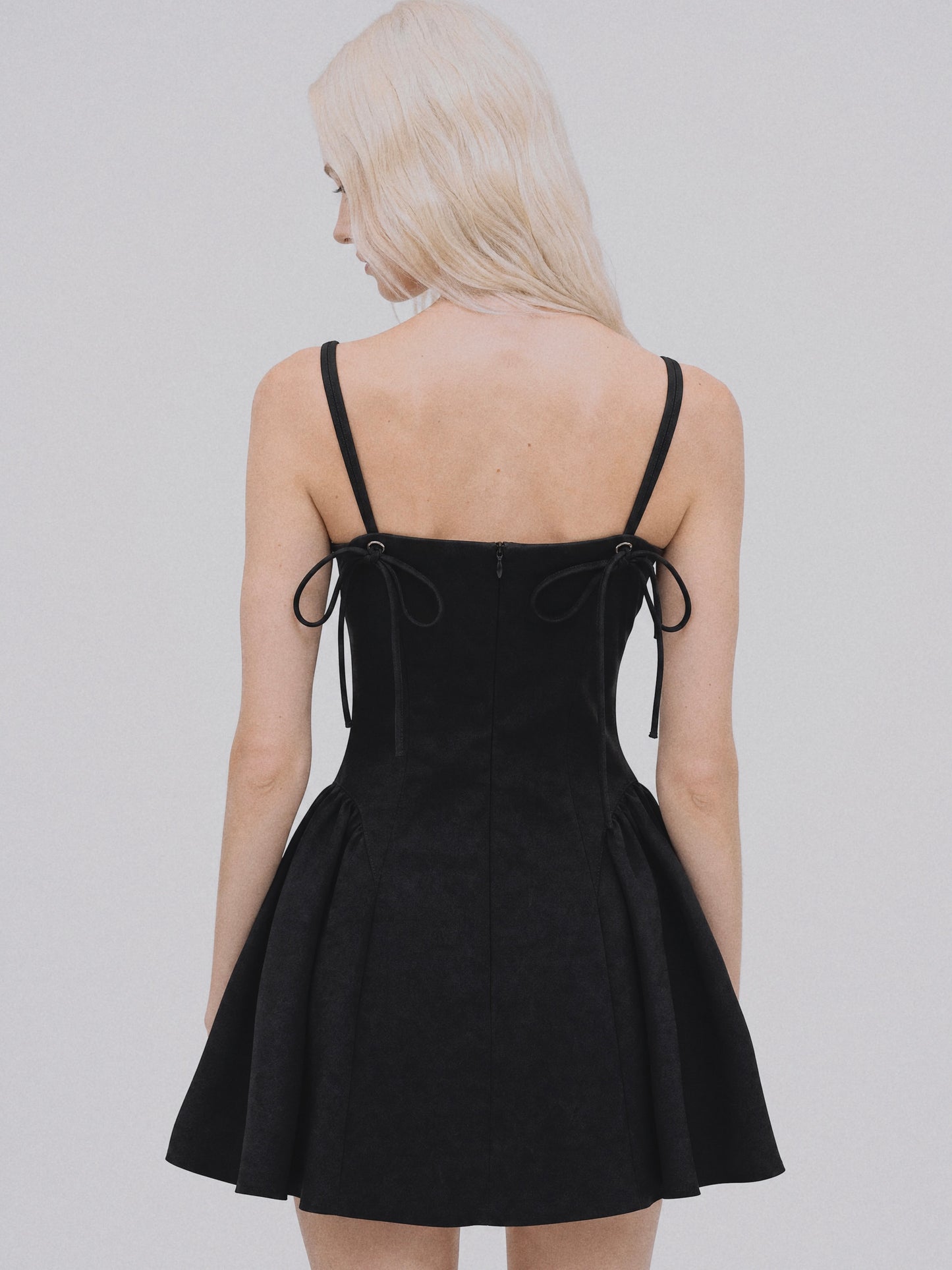 Sculptural Tie-Shoulder Mini Dress